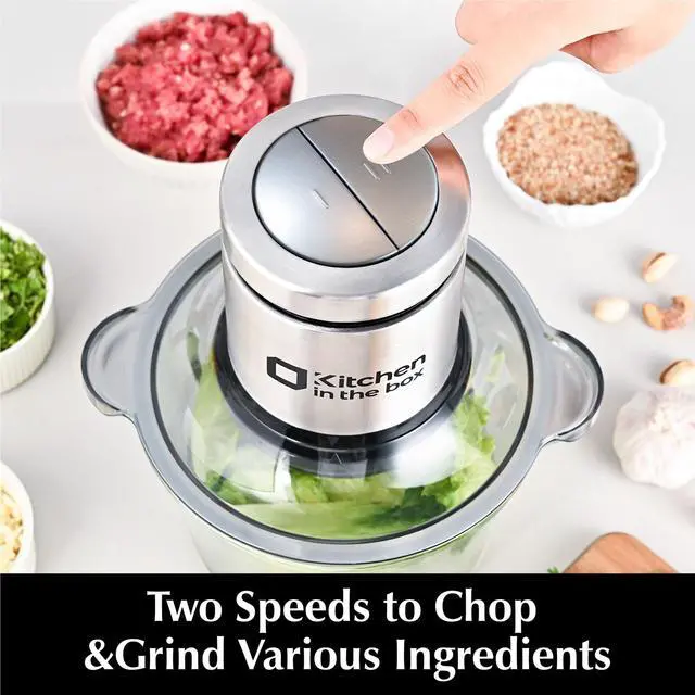 Alt view image 6 of 7 - Food Processor, Electric Meat Grinder & Food Chopper with 400W Powerful Veggie Chopper-2 Bowls8 Cup+8 Cup & 2 Bi-Level Blades for Meat/Fish/Vegetable/Baby FoodSliver Button