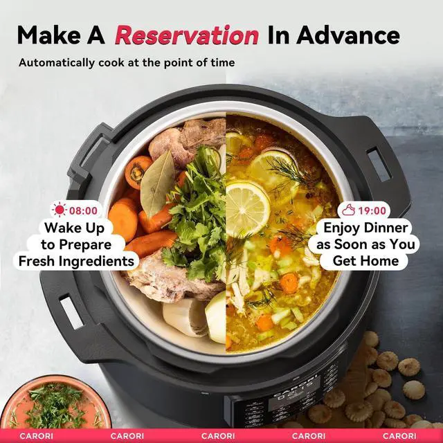 Alt view image 6 of 7 - 1200W 12-in-1 Electric Pressure Cooker 8Qt, Stainless Steel Pressure Cooker, Slow Cook Rice Cooker Steamer Sauté, Yogurt Maker, Warmer & Sterilizer with Recipe, Safer Venting Design, Black