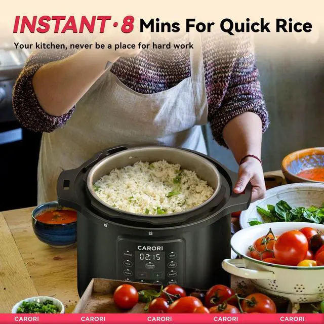 Alt view image 7 of 7 - 1200W 12-in-1 Electric Pressure Cooker 8Qt, Stainless Steel Pressure Cooker, Slow Cook Rice Cooker Steamer Sauté, Yogurt Maker, Warmer & Sterilizer with Recipe, Safer Venting Design, Black