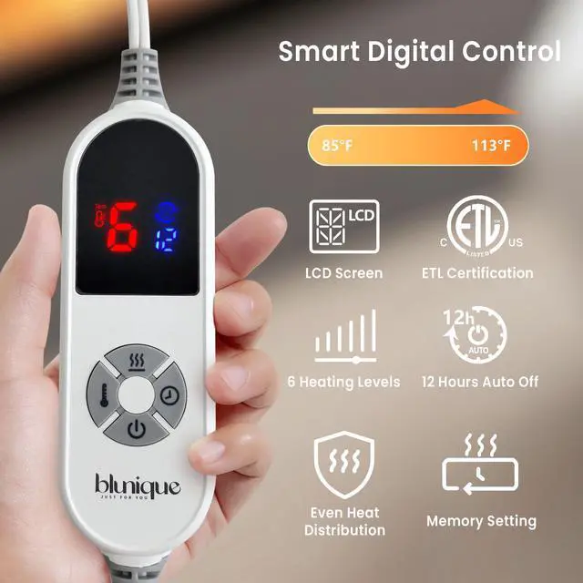 Alt view image 4 of 7 - Luxury Faux Fur Heated Blanket Electric Throw - Leopard Print Ultra Soft Thick Warm Heated Blanket, 6 Heating Levels & 12 Hours Auto-Off, ETL Certified, Washable, Luxurious Gifts, 50''x60''