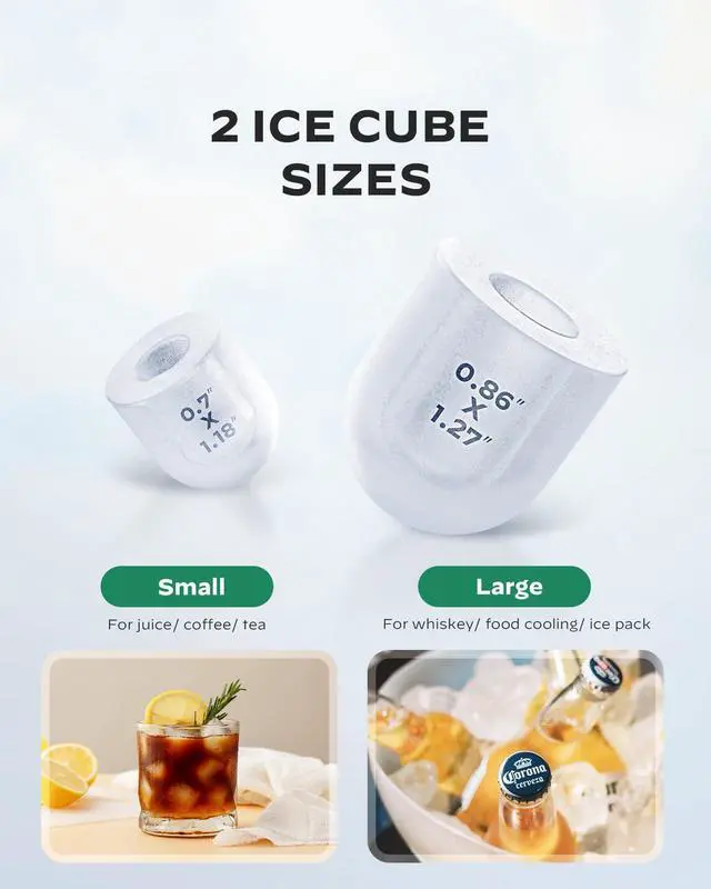 Alt view image 6 of 7 - Countertop Ice Maker, 9 Cubes Ready in 6 Mins, 26lbs in 24Hrs, Portable Ice Machine with Self-Cleaning, 2 Sizes of Bullet Ice for Home/Kitchen/Party/RV, Black