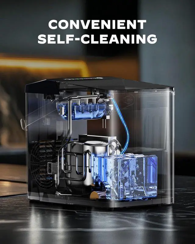 Alt view image 3 of 7 - Ice Maker Countertops, Portable Ice Maker Machine with Self-Cleaning 1.8L Water Tank Large Ice Basket, Ice Makers Produces 9 Ice Cubes in Just 6 Minutes Ideal for Home Kitchens and RVs