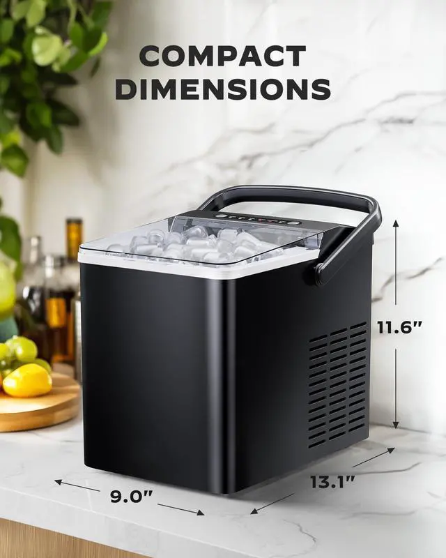 Alt view image 7 of 7 - Ice Maker Countertops, Portable Ice Maker Machine with Self-Cleaning 1.8L Water Tank Large Ice Basket, Ice Makers Produces 9 Ice Cubes in Just 6 Minutes Ideal for Home Kitchens and RVs