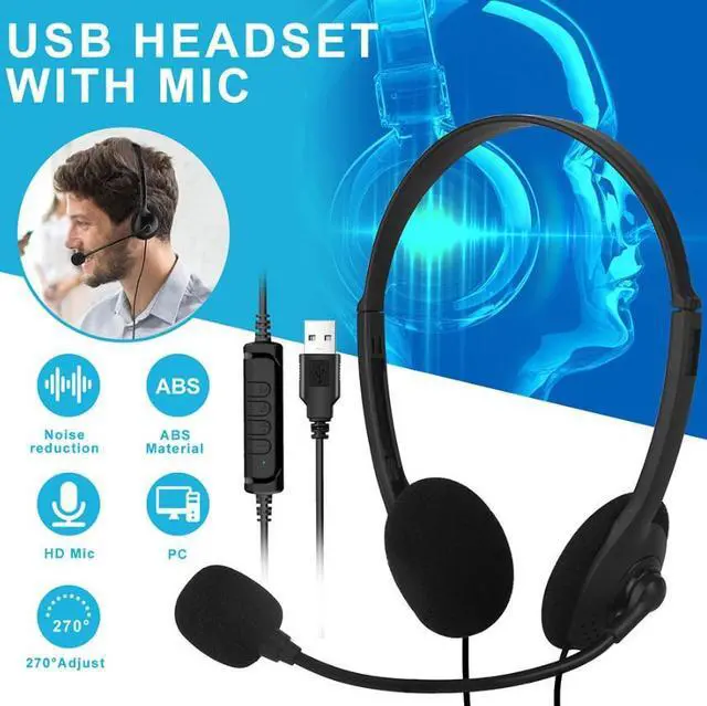 Alt view image 5 of 7 - USB Headset Headphone With Microphone Noise Cancelling For PC Computer Call Chat