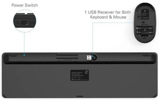 Alt view image 3 of 7 - Wireless Keyboard and Mouse Combo - Full Size Slim Thin Wireless Keyboard Mouse