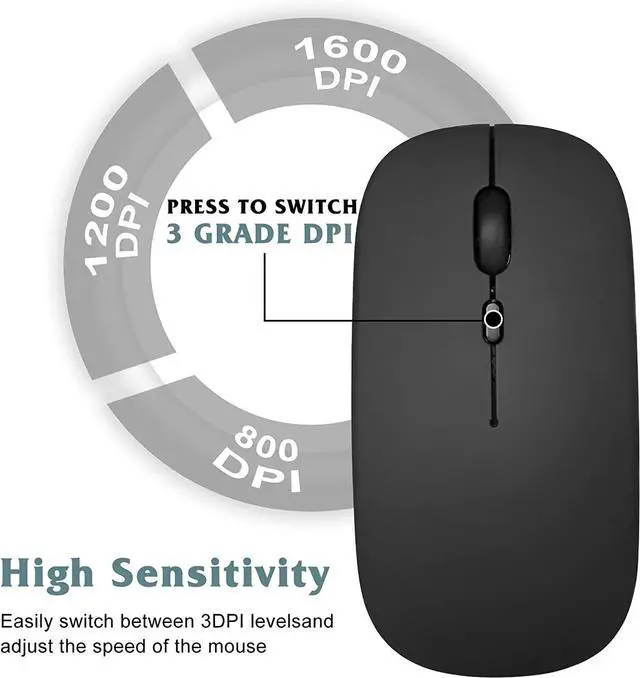 Alt view image 5 of 6 - 2.4Ghz & Bluetooth Wireless Rechargeable Mouse for HP Laptop Mouse