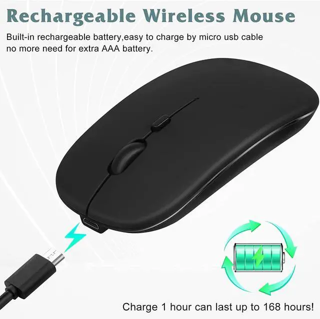 Alt view image 4 of 6 - 2.4Ghz & Bluetooth Wireless Rechargeable Mouse for HP Laptop Mouse