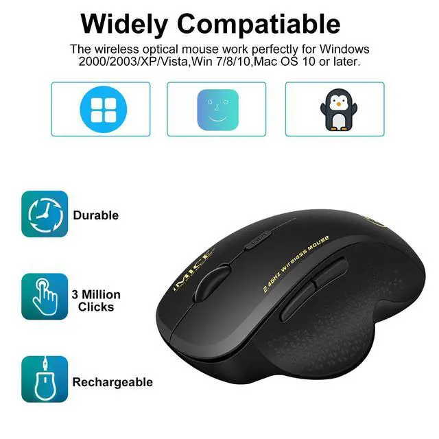 Alt view image 2 of 7 - 2.4GHz Wireless Optical Mice PC Gaming Mouse 6 Buttons & USB Receiver for Laptop