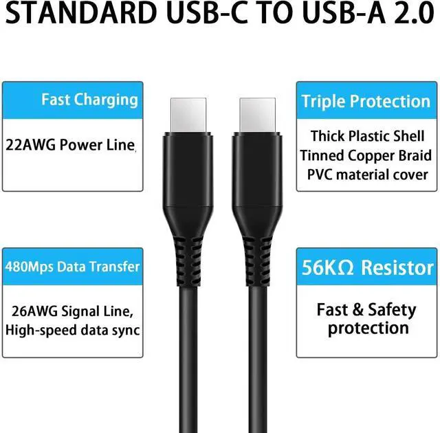 Alt view image 5 of 6 - 10ft Long USB-C to TYPE-C Cable PD Fast Charger Cord Power Wire for CELL PHONES