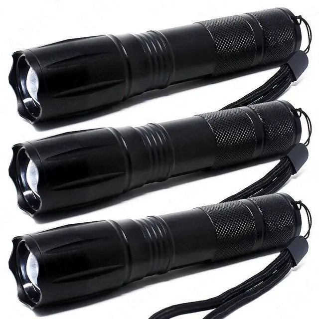 Main image of 3-Pack Tactical LED Flashlight High Powered 5-Mode Zoomable Zoom AAA
