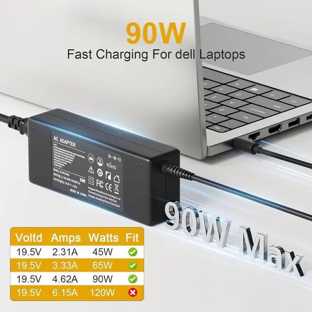 Alt view image 3 of 7 - 90W OptiPlex Charger AC Adapter for Dell Optiplex 5050 5060 7070 7080 5070 5090