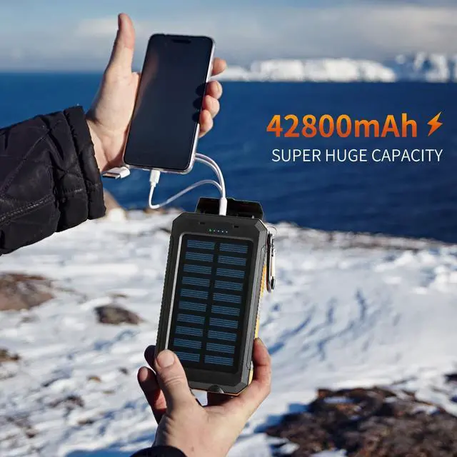 Alt view image 5 of 5 - 2025 Solar Portable Charg Power Bank with Flashlight Battery Pack Fast Charge