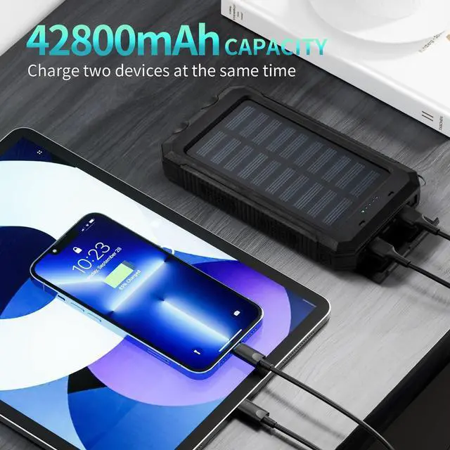 Alt view image 2 of 5 - 2025 Solar Portable Charg Power Bank with Flashlight Battery Pack Fast Charge