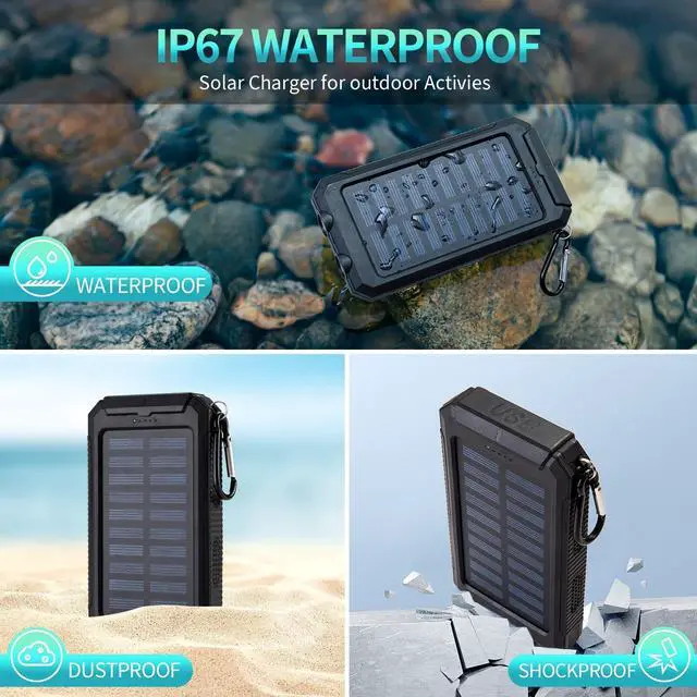 Alt view image 4 of 5 - 2025 Solar Portable Charg Power Bank with Flashlight Battery Pack Fast Charge