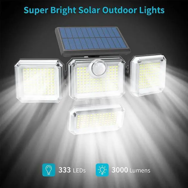 Alt view image 3 of 6 - 3000LM 333 LED Solar Lights Outdoor Waterproof Motion Sensor Security Wall Lamp