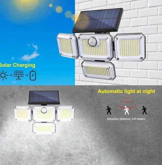 Alt view image 5 of 6 - 3000LM 333 LED Solar Lights Outdoor Waterproof Motion Sensor Security Wall Lamp
