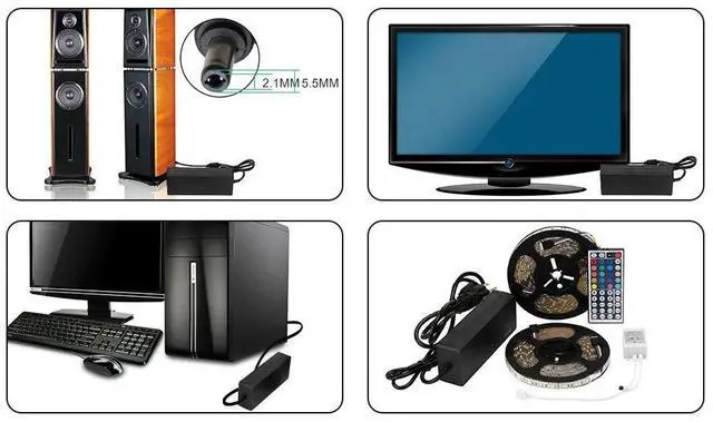 Alt view image 4 of 6 - AC to DC 12V 10A 120W Power Supply Adapter 5.5mm x 2.1mm Wall Power Plug for LED