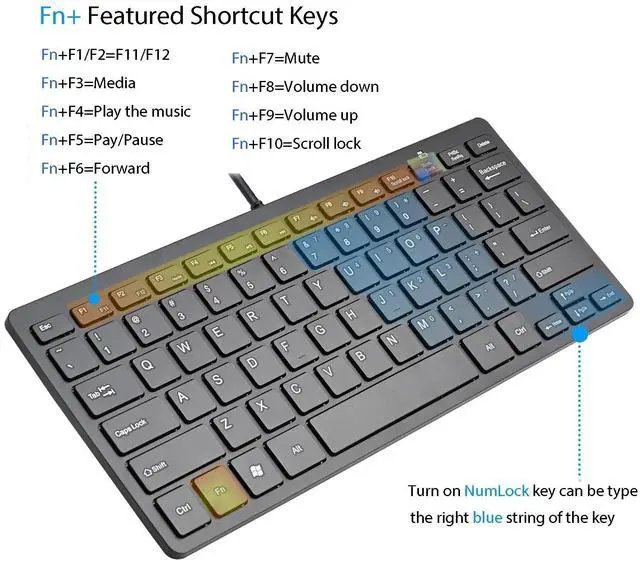 Alt view image 2 of 7 - Ultra Thin Mini USB Wired Compact Keyboard for PC Mac Laptop 78 Key Silver Black