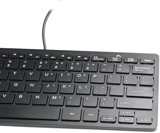Alt view image 6 of 7 - Ultra Thin Mini USB Wired Compact Keyboard for PC Mac Laptop 78 Key Silver Black