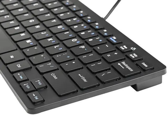 Alt view image 7 of 7 - Ultra Thin Mini USB Wired Compact Keyboard for PC Mac Laptop 78 Key Silver Black