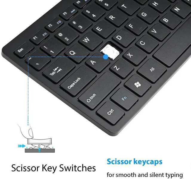 Alt view image 4 of 7 - Ultra Thin Mini USB Wired Compact Keyboard for PC Mac Laptop 78 Key Silver Black