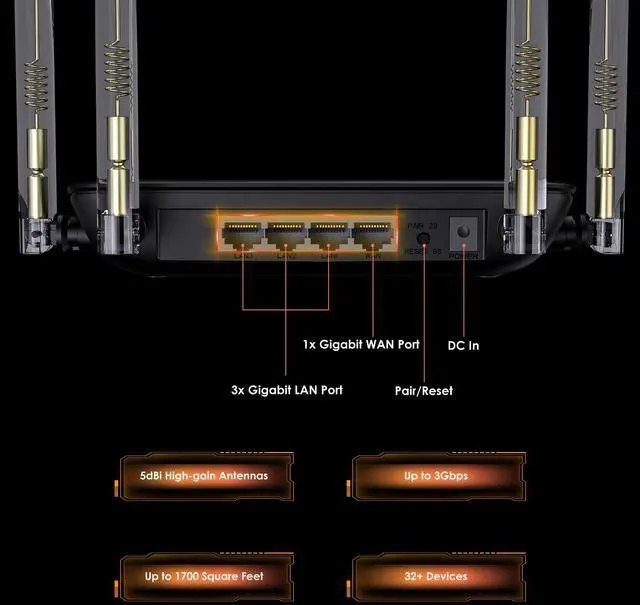 Alt view image 4 of 7 - BE3600 Wi-Fi 7 Router Dual Band Wi-Fi 6 AX3000 Mesh Router AC1200 1000Mbps LAN