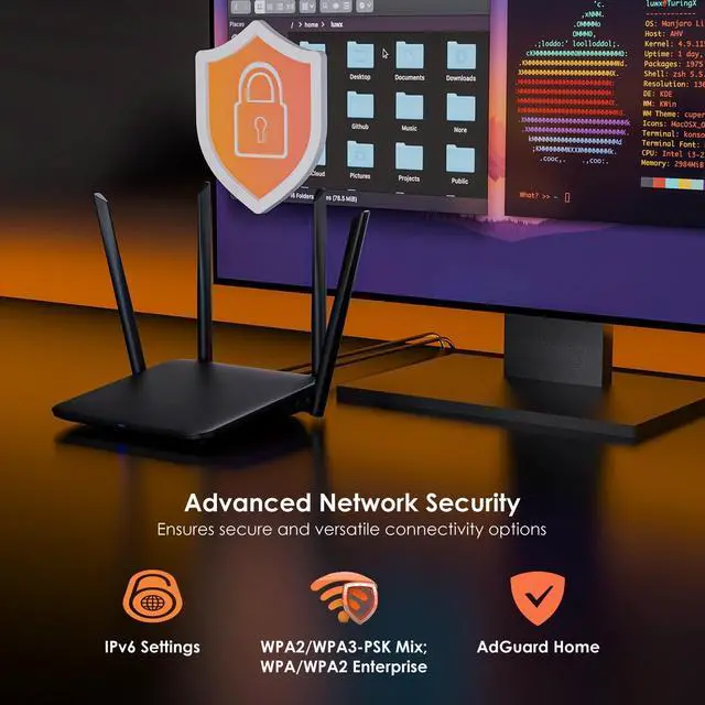 Alt view image 6 of 7 - BE3600 Wi-Fi 7 Router Dual Band Wi-Fi 6 AX3000 Mesh Router AC1200 1000Mbps LAN