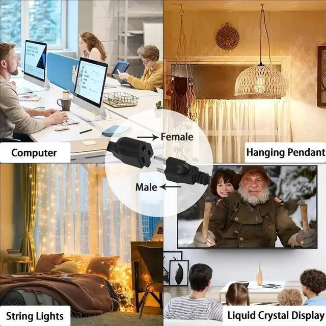 Alt view image 4 of 6 - Long Extension Cord with Switch On/Off 3 Prong Grounded Plug Indoor Power Cor...