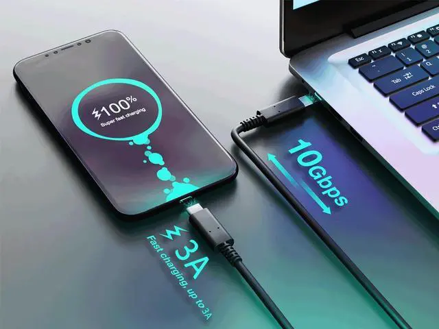 Alt view image 4 of 4 - 6in USB 3.2 Cable Gen 2x1 Type C to Type C Cable, Male to Male, Up to 10 Gbps...