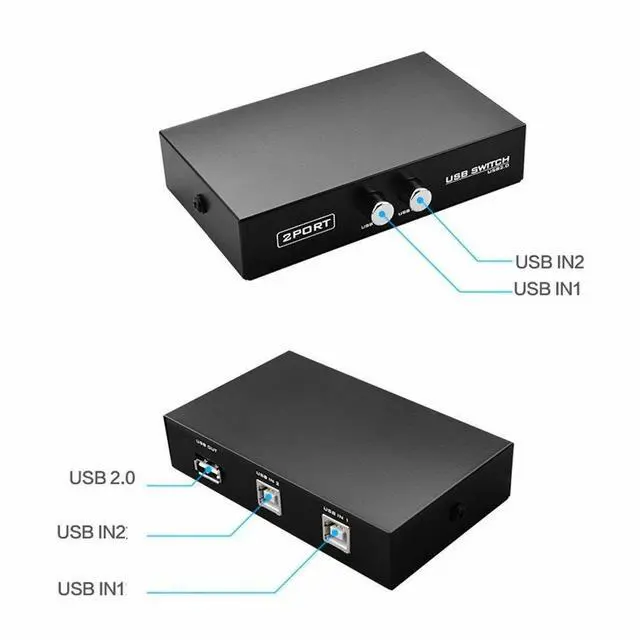 Alt view image 3 of 7 - 2 Port USB 2.0 Manual Sharing Switch Box Share Hub Selector for PC Printer Keybo