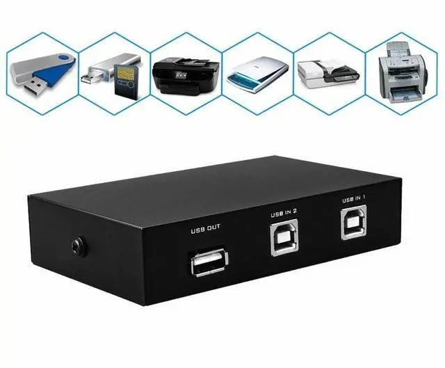 Alt view image 2 of 7 - 2 Port USB 2.0 Manual Sharing Switch Box Share Hub Selector for PC Printer Keybo