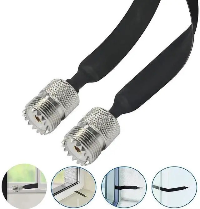 Alt view image 2 of 5 - Window/Door Pass Through Flat RF Coaxial Cable SO239 UHF Female 12-Inch 50 Ohms