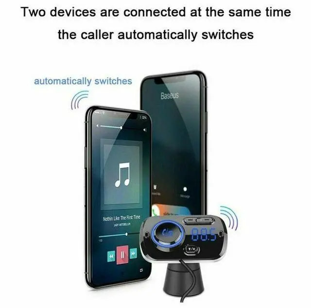 Alt view image 3 of 6 - Handsfree Bluetooth FM Transmitter Wireless Radio Adapter Car Kit Mp3 Player USB