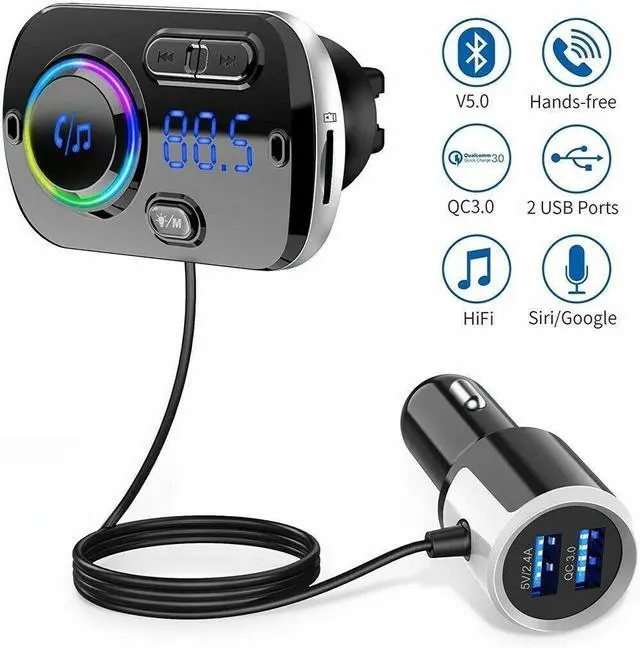 Alt view image 2 of 6 - Handsfree Bluetooth FM Transmitter Wireless Radio Adapter Car Kit Mp3 Player USB