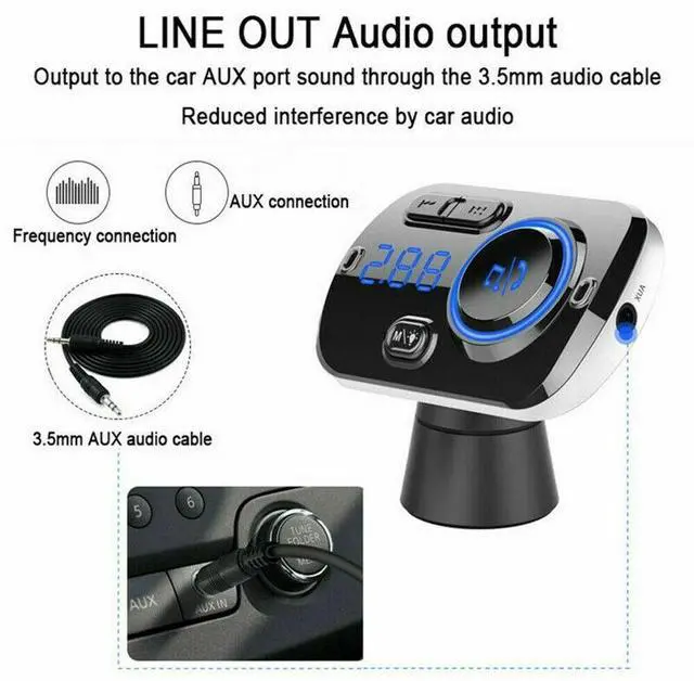 Alt view image 4 of 6 - Handsfree Bluetooth FM Transmitter Wireless Radio Adapter Car Kit Mp3 Player USB