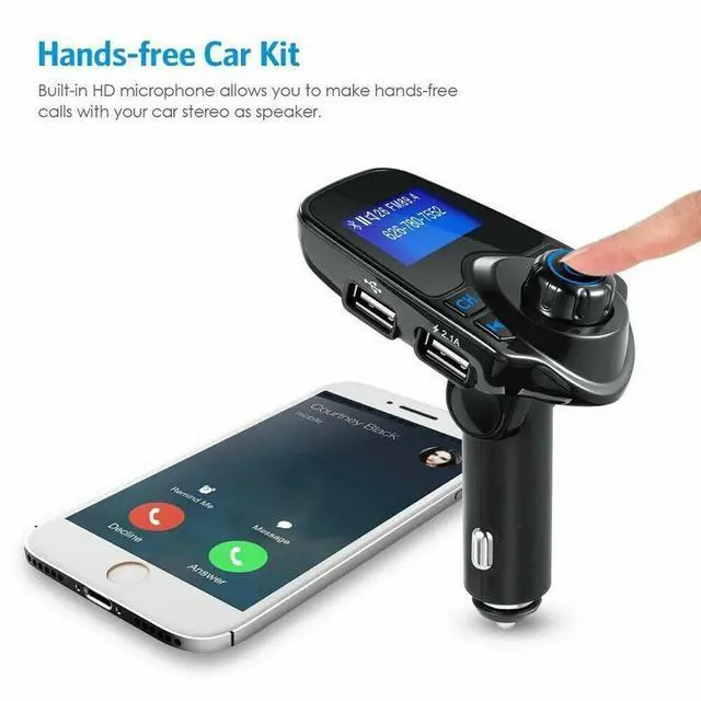 Alt view image 3 of 6 - Bluetooth Car Kit MP3 Player FM Transmitter Wireless Radio Adapter USB Charger