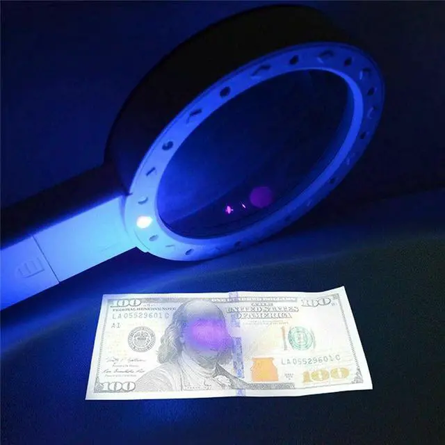 Alt view image 4 of 7 - 30X Jumbo Handheld Magnifying Glass w/ 13 Bright LED Light Illuminated Magnifier