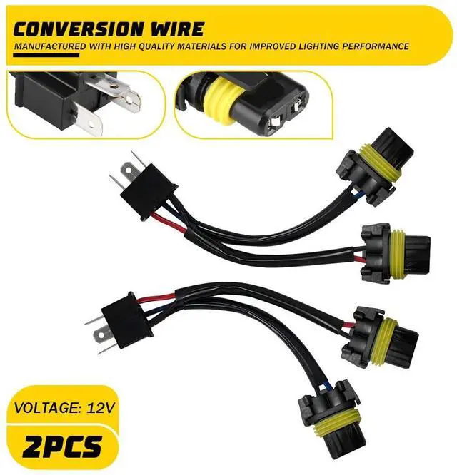 Alt view image 4 of 5 - Conversion Wire 9003 H4 TO 9005 9006 Two Harness Head Light Adapter Plug Play EA