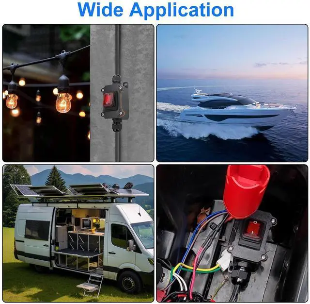 Alt view image 5 of 6 - DC 12-24V Inline Cord Switch Copper Ring Power Wire On/Off Switch Waterproof