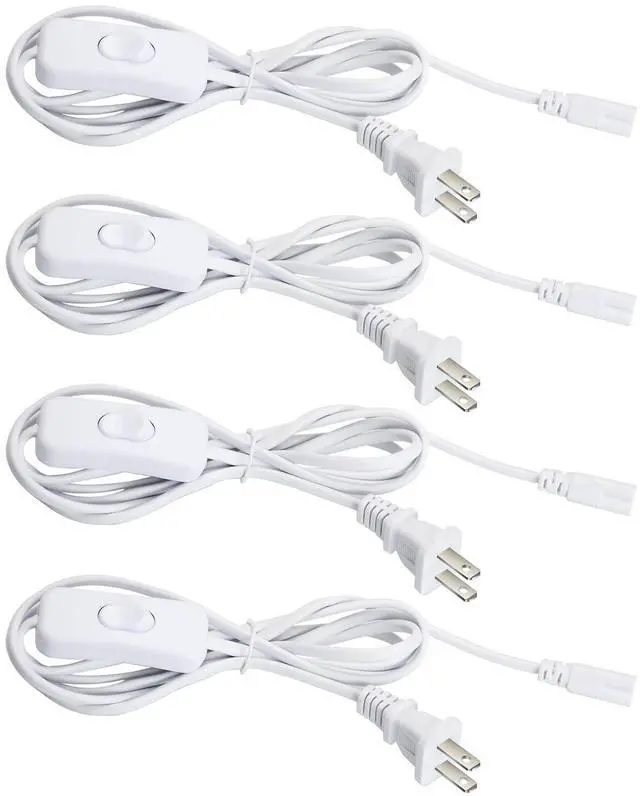 Main image of 4 Pack 6FT Power Cord Cables With ON/OFF Switch for 3 Pin LED Shop Light Fixture