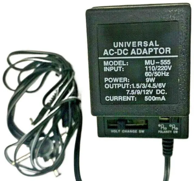 Main image of Universal AC/DC Adapter 500mA 1.5-3-4.5 6-7.5-9-12V MU-555