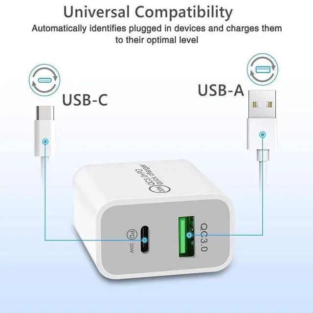 Alt view image 5 of 6 - For iPhone 14 13 12 11 20W Fast Charger Block USB Type C Wall Power Adapter Lot/ 2 PACK