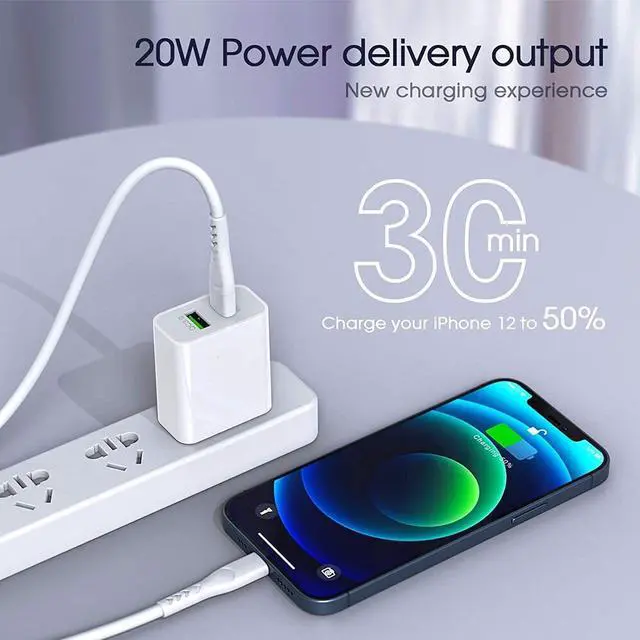 Alt view image 3 of 6 - For iPhone 14 13 12 11 20W Fast Charger Block USB Type C Wall Power Adapter Lot/ 2 PACK