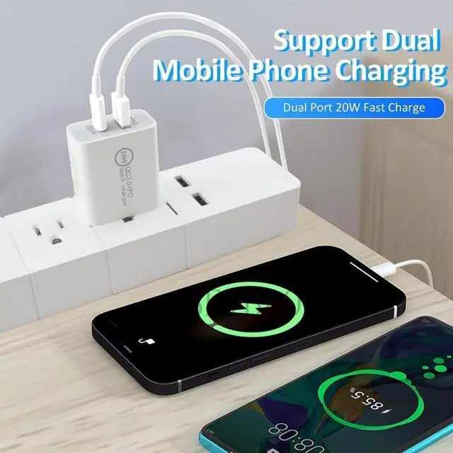 Alt view image 4 of 6 - For iPhone 14 13 12 11 20W Fast Charger Block USB Type C Wall Power Adapter Lot/ 2 PACK