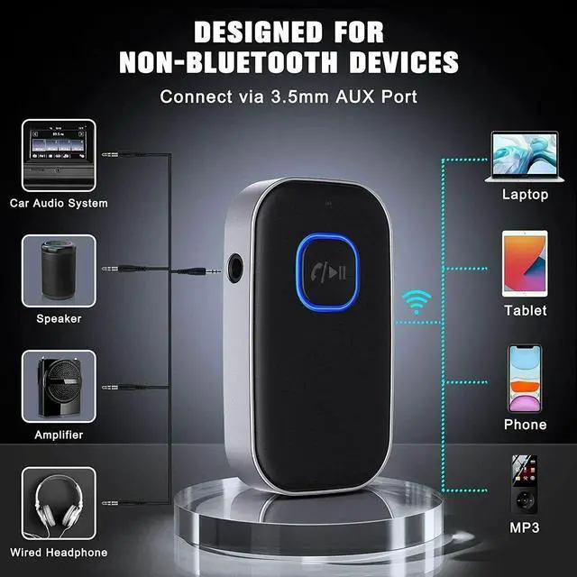Alt view image 3 of 6 - Bluetooth Transmitter Call Music Receiver AUX Adapter for Car Headphone