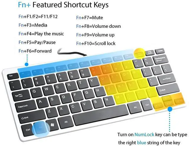 Alt view image 4 of 5 - Ultra Thin Mini USB Wired Compact Keyboard for PC Mac Laptop 78 Black Key Silver