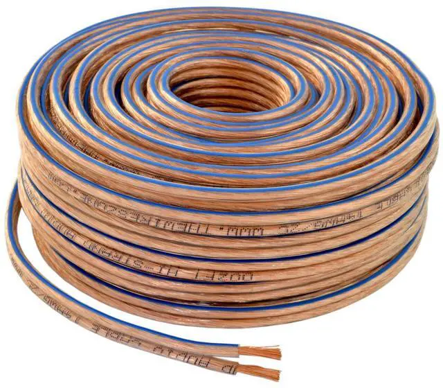 Main image of Car Home Audio Speaker Wire Transparent Clear Cable 14AWG 100ft 14/2 Gauge