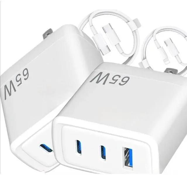 Main image of 65W USB C Fast Charger 3 Port PD GaN wall charger iPhone Samsung MacBook