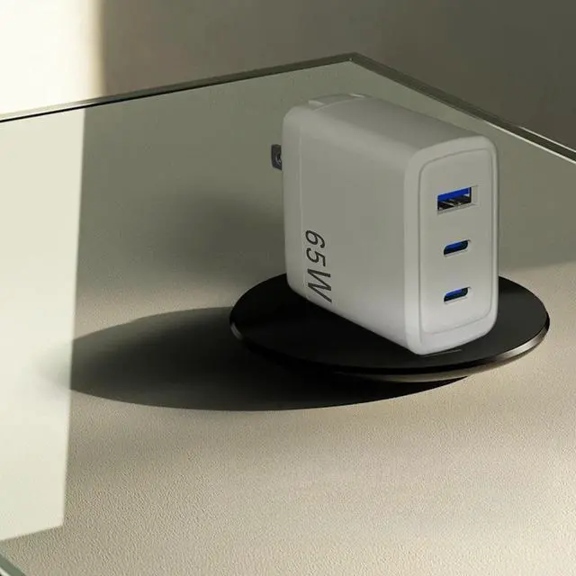 Alt view image 3 of 4 - 65W USB C Fast Charger 3 Port PD GaN wall charger iPhone Samsung MacBook