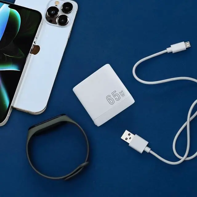 Alt view image 4 of 4 - 65W USB C Fast Charger 3 Port PD GaN wall charger iPhone Samsung MacBook